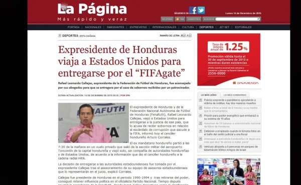 Prensa Internacional: Así anuncian la entrega de Rafael Callejas a Justicia de Estados Unidos