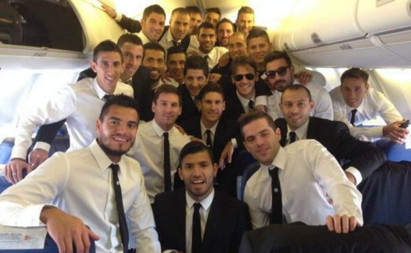 El Selfie de la Selección de Argentina en el avión a Brasil