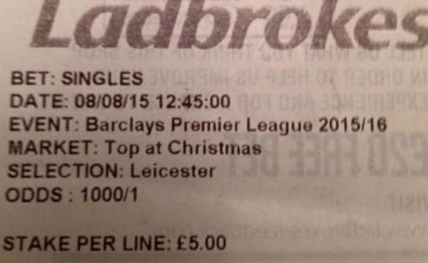 La curiosa apuesta de un aficionado del líder de Inglaterra, Leicester City
