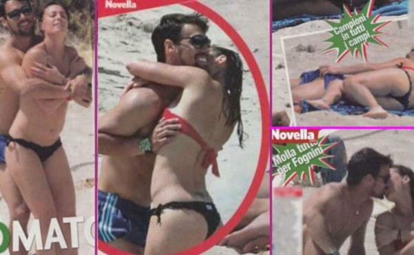 Los tenistas Flavia Pennetta y Fognini juguetearon en la playa