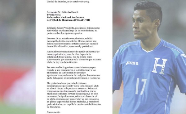 Andy Najar le mandó una carta expresa al presidente de la Fenafuth