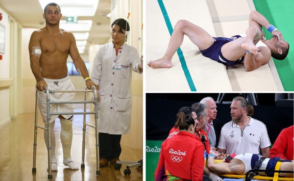 Gimnasta francés que se rompió su pierna en Río 2016 muetra buen humor y ya camina
