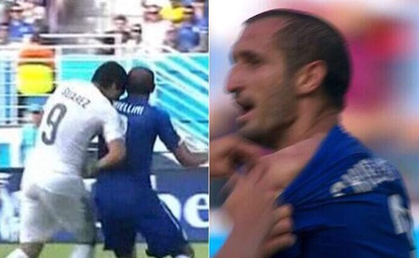 VIDEO: Luis Suárez vuelve a morder a un rival, esta vez a Chiellini