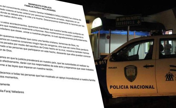 Familia de Homer Faraj: 'Perdonamos a quienes participaron en este hecho'