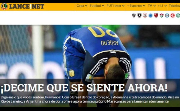 Medios brasileños se burlan de Argentina por derrota