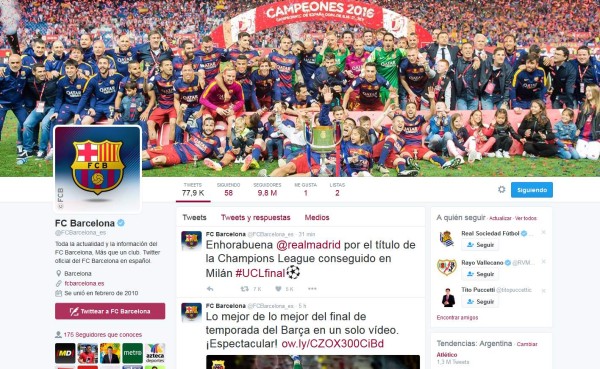 El Barcelona felicita al Real Madrid por su undécima Champions