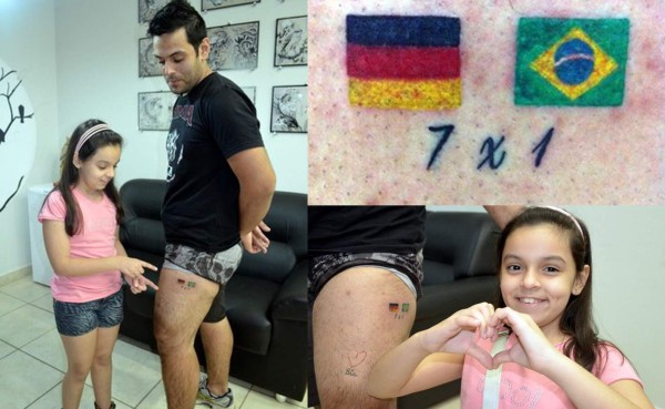 Brasileño se tatuó el 7-1 que les propinó Alemania