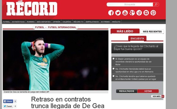 Prensa internacional habla de 'ridículo' la no llegada de De Gea al Real Madrid