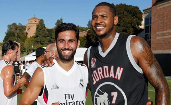 Carmelo Anthony, visita sorpresa en entrenamiento de Real Madrid
