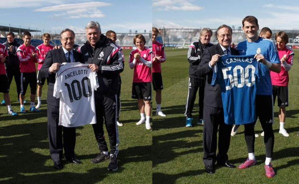 Florentino Pérez homenajea a Iker Casillas y a Carlos Ancelotti
