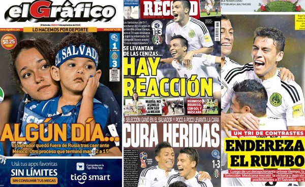Portadas: Tristeza y dramatismo en El Salvador; en México, poca euforia