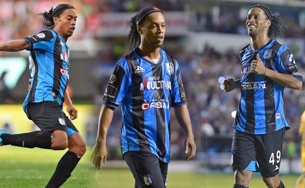 El crack brasileño Ronaldinho deja huella en el Querétaro