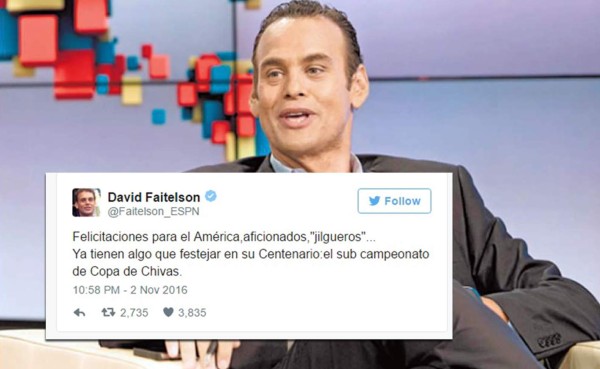 David Faitelson se une a las burlas del Centenario del América