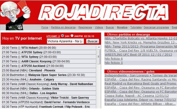 Prohíben en España la retransmisión de partidos por Rojadirecta