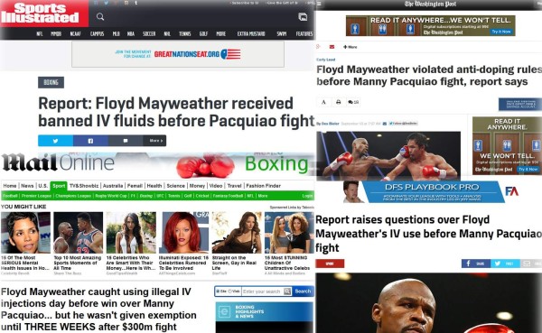 Prensa internacional arremete contra Floyd Mayweather por su dopaje ante Pacquiao