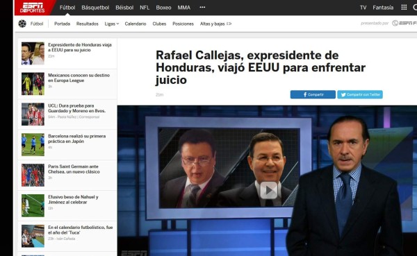 Prensa Internacional: Así anuncian la entrega de Rafael Callejas a Justicia de Estados Unidos