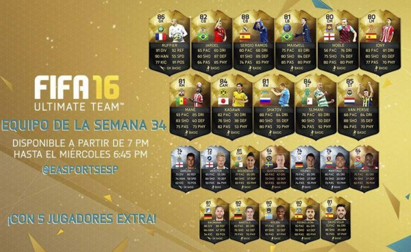 Maxwell, Ramos, Villa y Van Persie en el equipo de la semana de FIFA 16