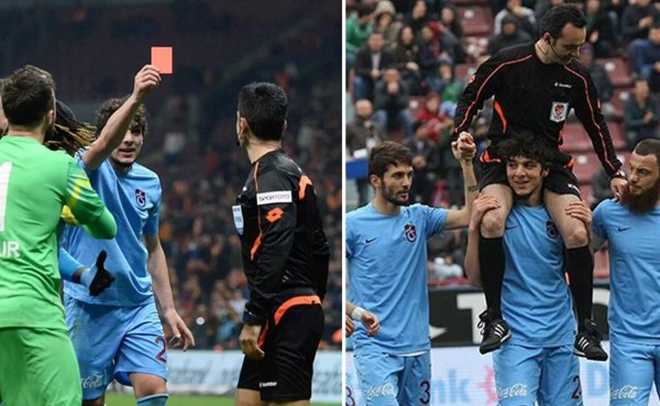 VIDEO: Jugador se disculpa con árbitro cargándolo en sus hombros