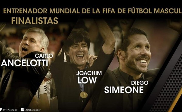 Ancelotti, Low y Simeone son los finalistas al mejor técnico del año