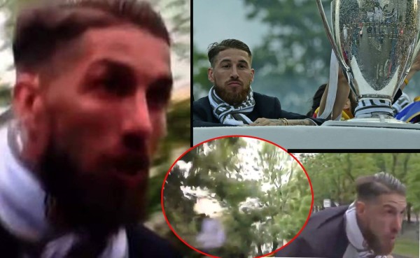 Video: Festejo de Real Madrid en las calles casi termina en tragedia para Sergio Ramos