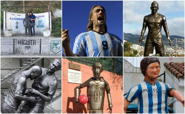 ¿Cuál se parece más? Las estatuas en honor a futbolistas históricos