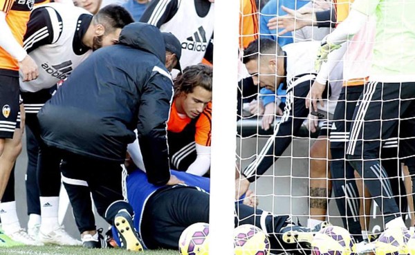 El entrenamiento del Valencia, suspendido por el desvanecimiento de un utillero