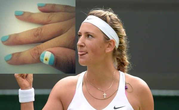 Azarenka se pinta las uñas de albiceleste por Messi y por Argentina