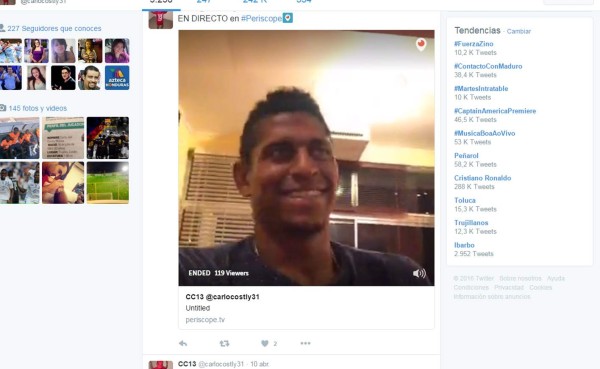 VIDEO: Carlo Costly a lo Gerard Piqué en el Periscope