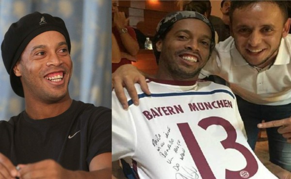 Ronaldinho se puso una camisa del Bayern Munich