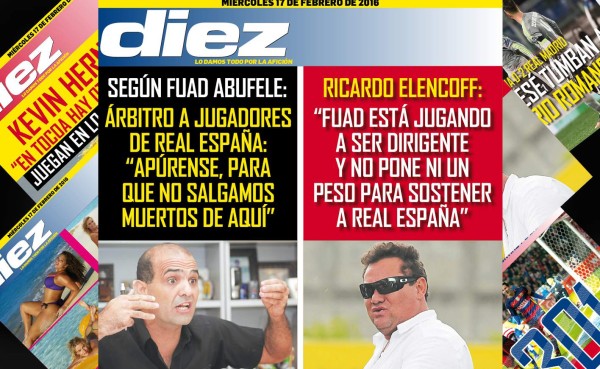 Las portadas digitales de DIEZ para hoy miércoles 17 de febrero