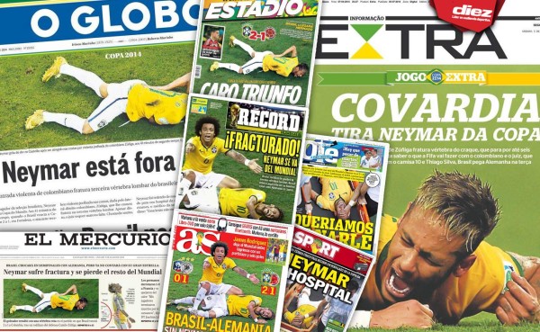 Periódicos llenaron sus portadas con la lesión de Neymar
