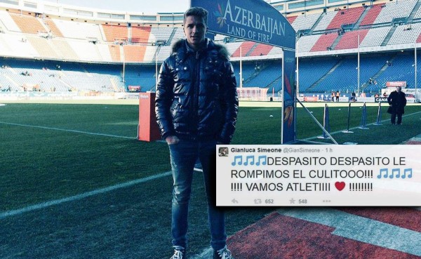 Hijo de Simeone se burla del Real Madrid con polémico tuit