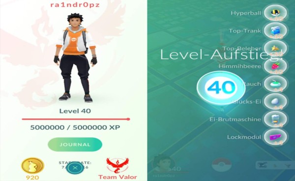 Usuario alcanza el nivel 40 en Pokemon Go