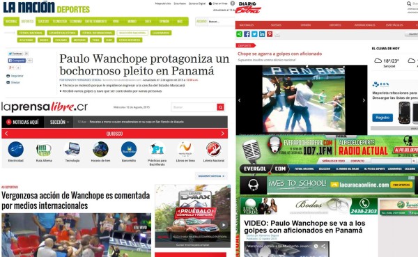 Prensa de Costa Rica califica de vergonzosa la pelea de Wanchope en Panamá