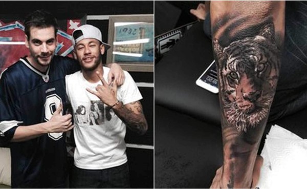 Un tigre, el nuevo tatuaje que estrena Neymar