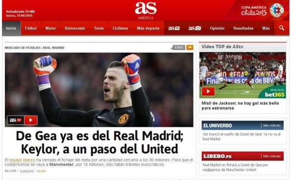Prensa internacional habla de 'ridículo' la no llegada de De Gea al Real Madrid