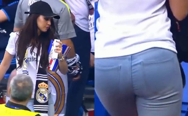 'Lapsus' de un camarógrafo con una chica en transmisión del R. Madrid-Manchester