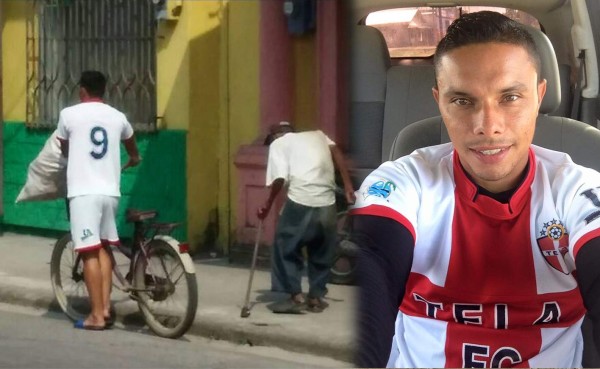 Imagen de futbolista de Liga de Ascenso ayudando a anciano y su impactante historia