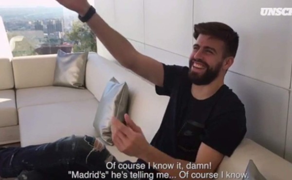 VIDEO: La reacción de Piqué al escuchar himno del Real Madrid previo al clásico