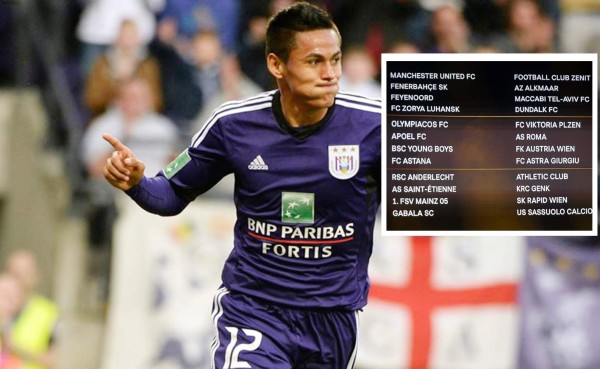 Los rivales del Anderlecht de Andy Najar en la Uefa Europa League