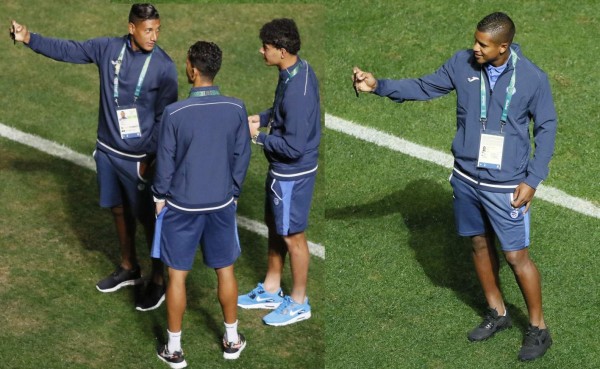 Día de selfies en la Selección de Honduras durante el reconocimiento del estadio Mané Garrincha