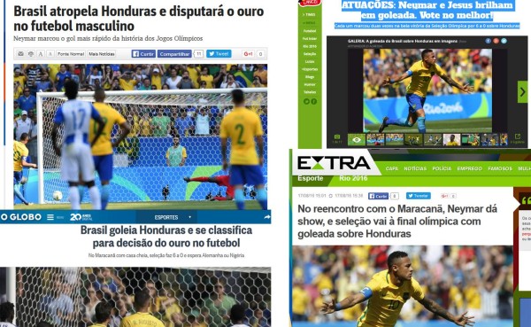 Prensa brasileña destaca la goleada ante una 'mala Selección de Honduras'