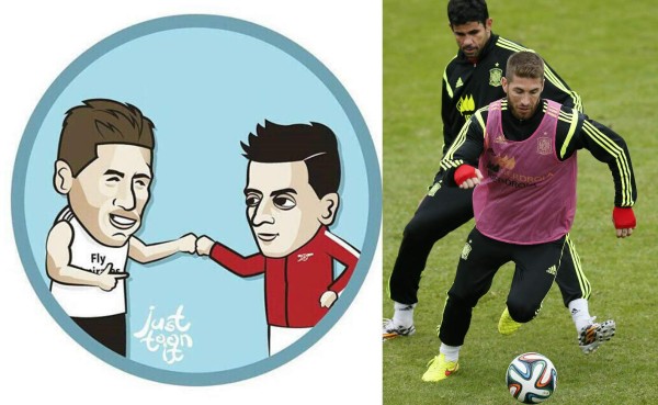 Mezut Özil le deseó suerte con una caricatura a Sergio Ramos