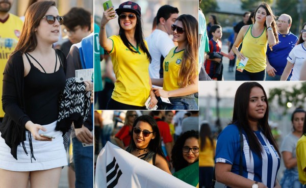 Bellas 'garotas' engalanan el Mineirao para juego Honduras-Corea