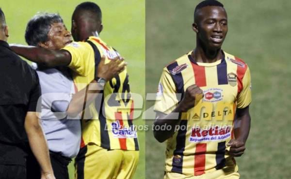 Patrick Palacios celebrando su gol con Ramón Maradiaga en el Real España-Olimpia.