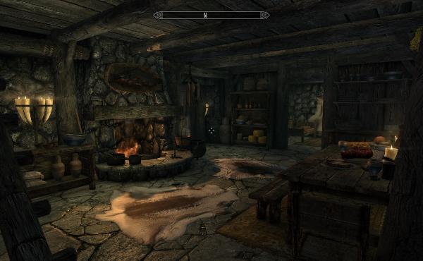 Primer piso de la casa, donde está la cocina, la habitación infantil (o biblioteca, si no tienes hijos), y unas escaleras que van al sótano, donde se encuentra el encantador arcano y el laboratorio de alquimia.