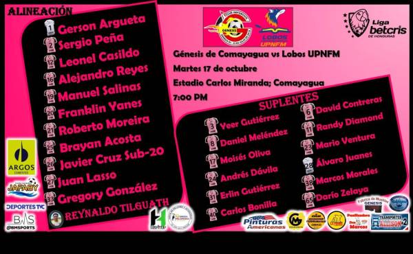 El 11 titular del Génesis que dirige Reynaldo Tilguath.