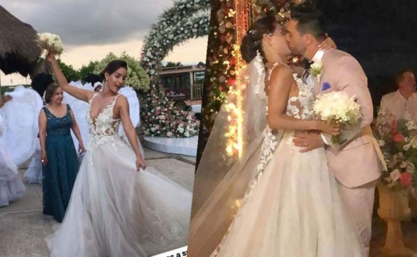 Carmen Villalobos y Sebastián Caicedo reciben en el Camp Nou su mejor regalo de bodas