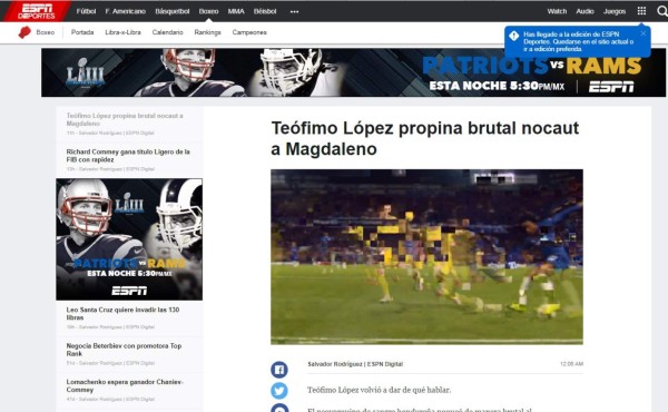 Lo que dicen los medios sobre el nocaut de Teófimo López