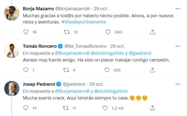 Periodista se despide de 'El Chiringuito' luego de 11 años y le agradece a Pedrerol: ''Me cambiaste la vida''